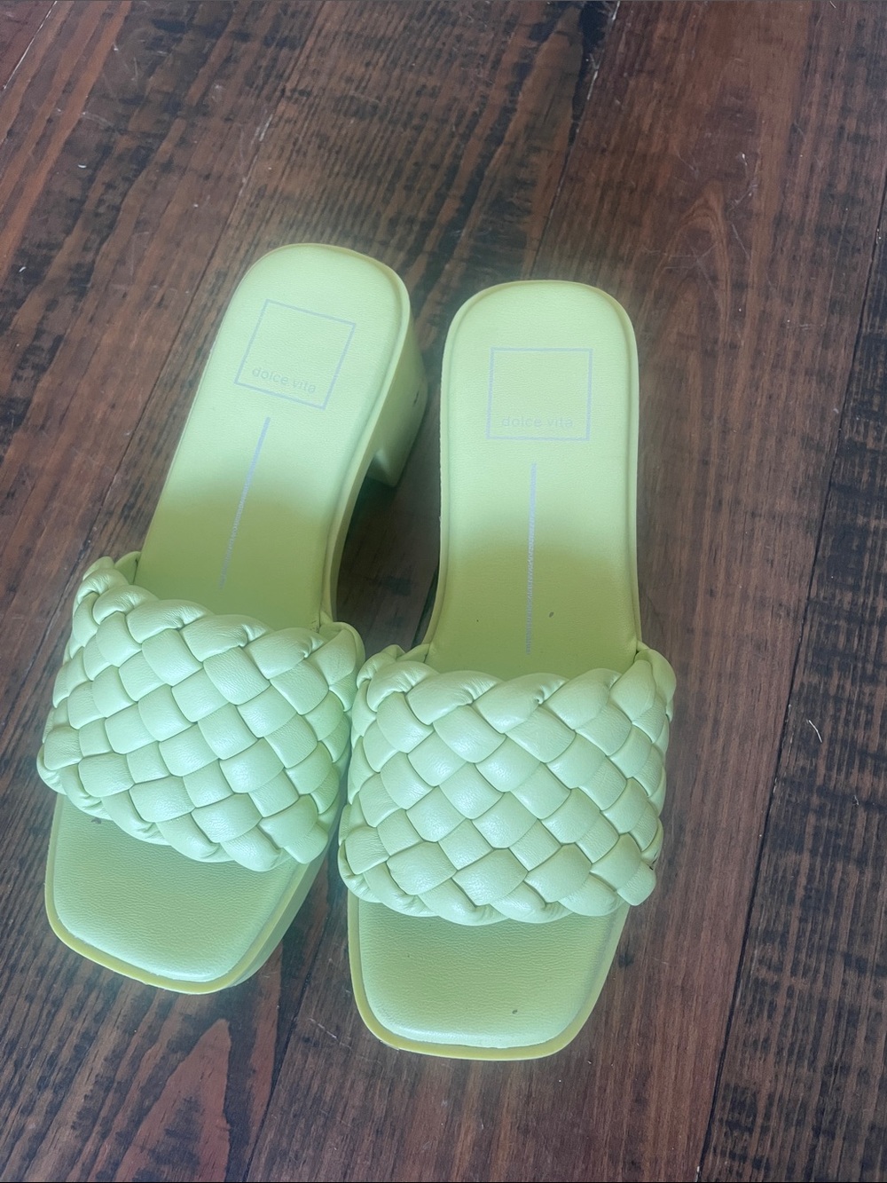 Dolce Vita Neon Lime Braided Mule Sandals